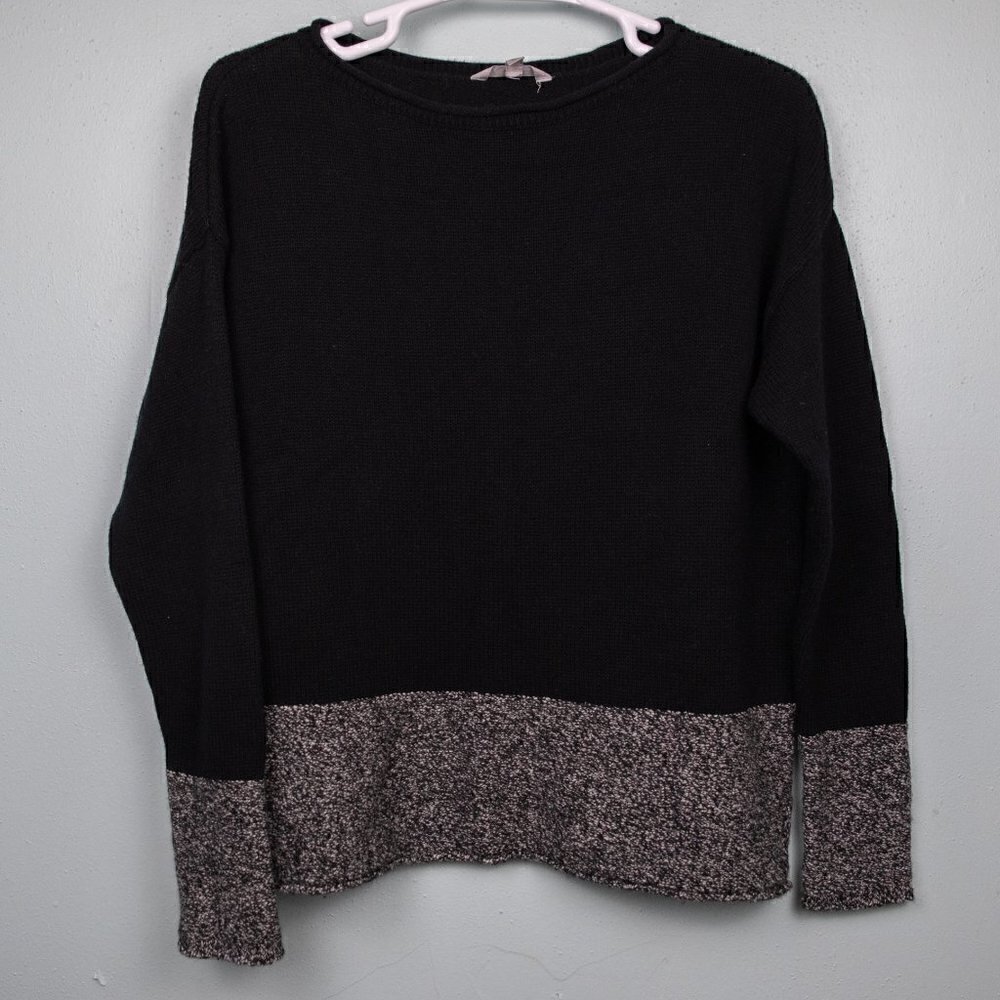 Athleta brindle trim black wool sweater-XL